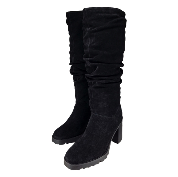 Harley-Davidson suede biker moto boho black block heel tall boots size 10